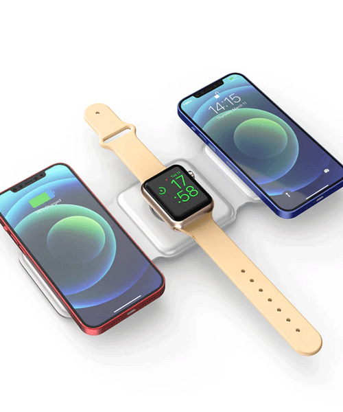 3 in 1 Magnetic Foldable Wireless Charging Station 15W Fast Charger for iPhone, AirPods & Smartwatch