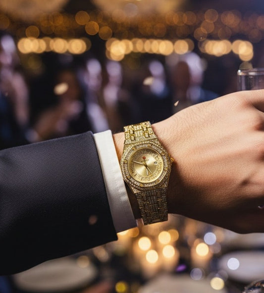 Luxury Gold Diamond-Studded Wrist Watch